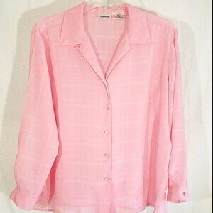 Vintage Liz Baker Woman Pink Sheer Blouse 18W